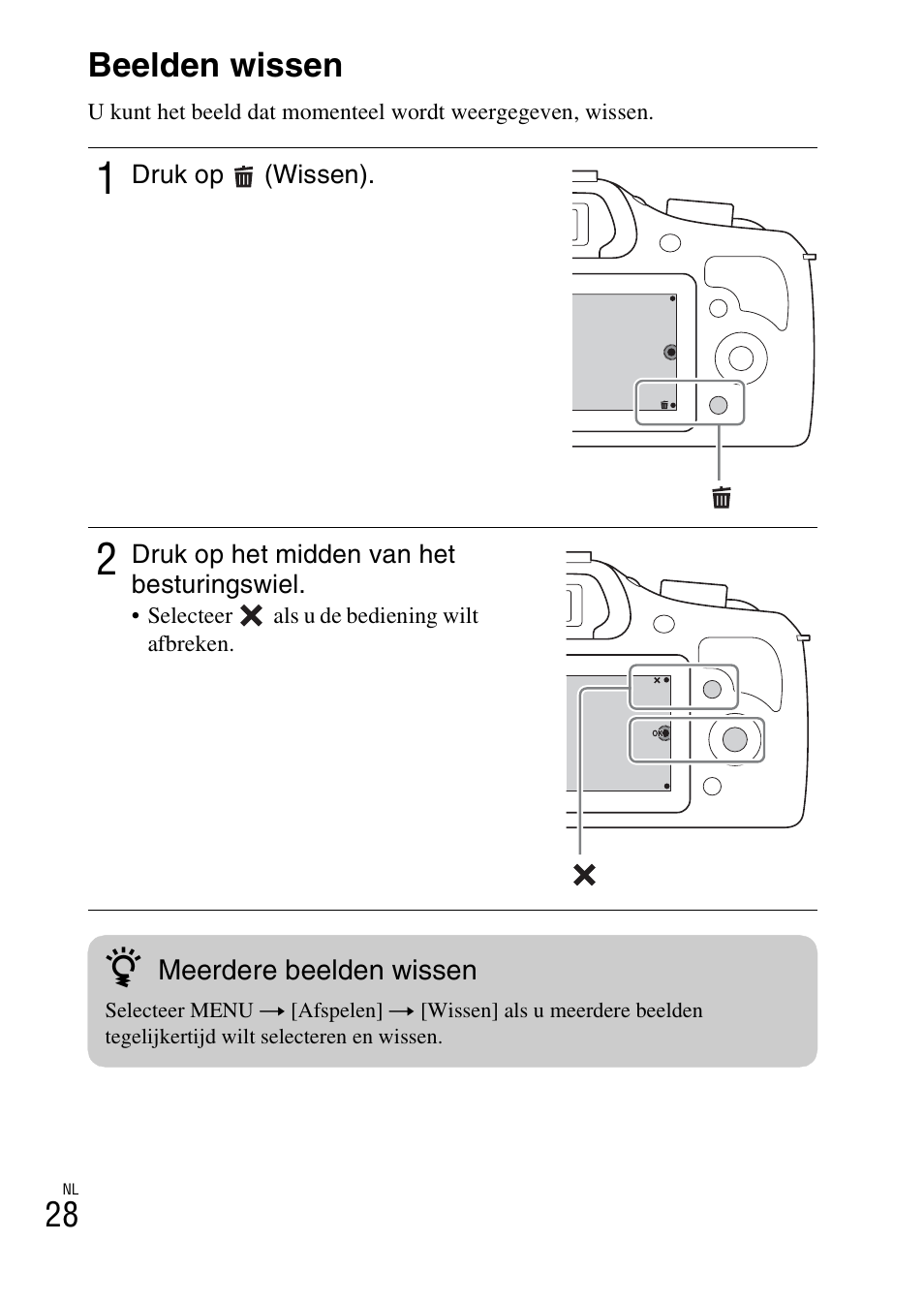 Beelden wissen, 28 beelden wissen | Sony ILCE-3000 User Manual | Page 368 / 579