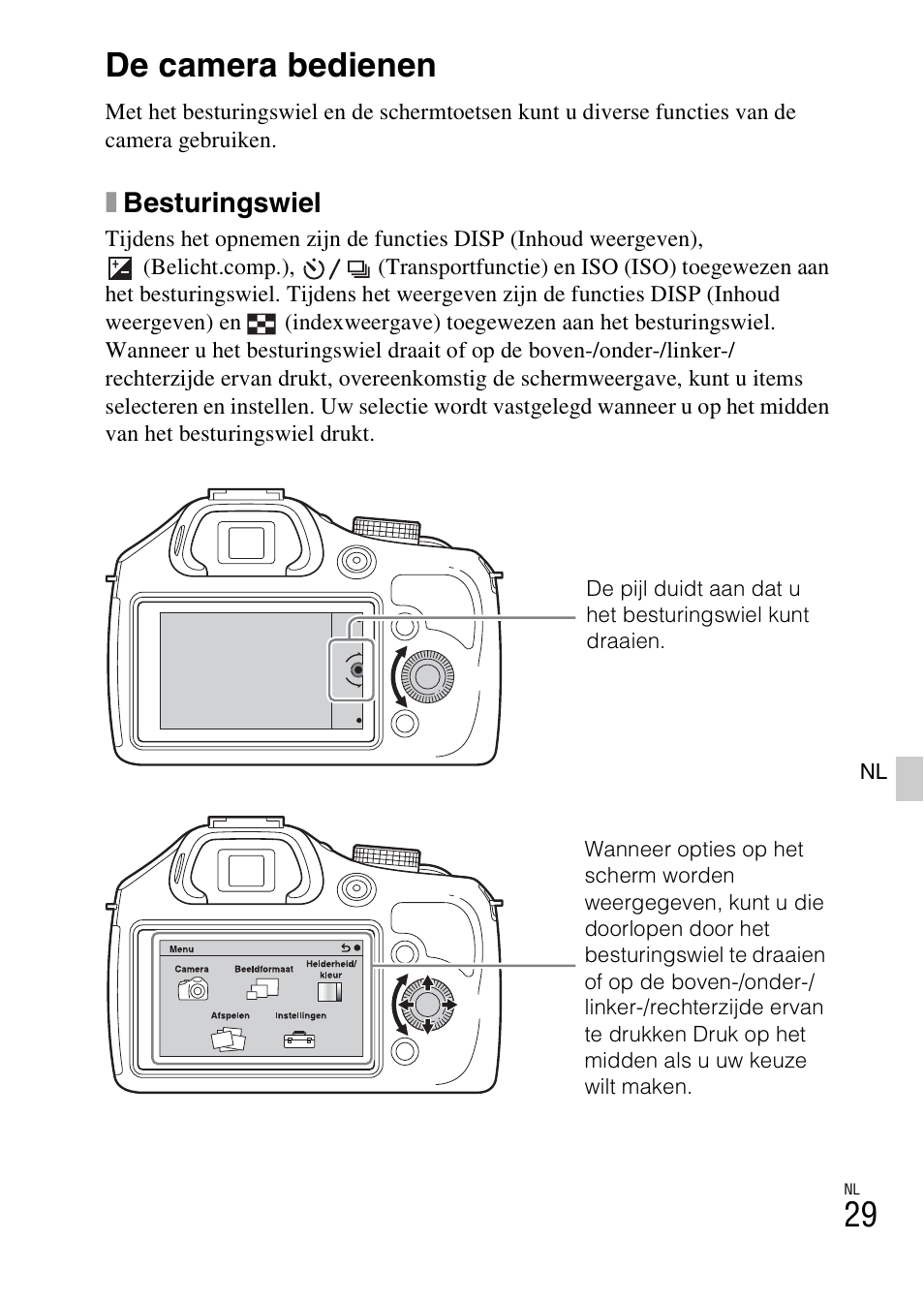 De camera bedienen, Xbesturingswiel | Sony ILCE-3000 User Manual | Page 369 / 579