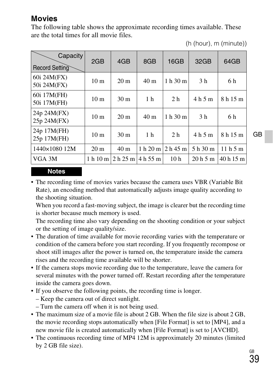 Movies | Sony ILCE-3000 User Manual | Page 39 / 579