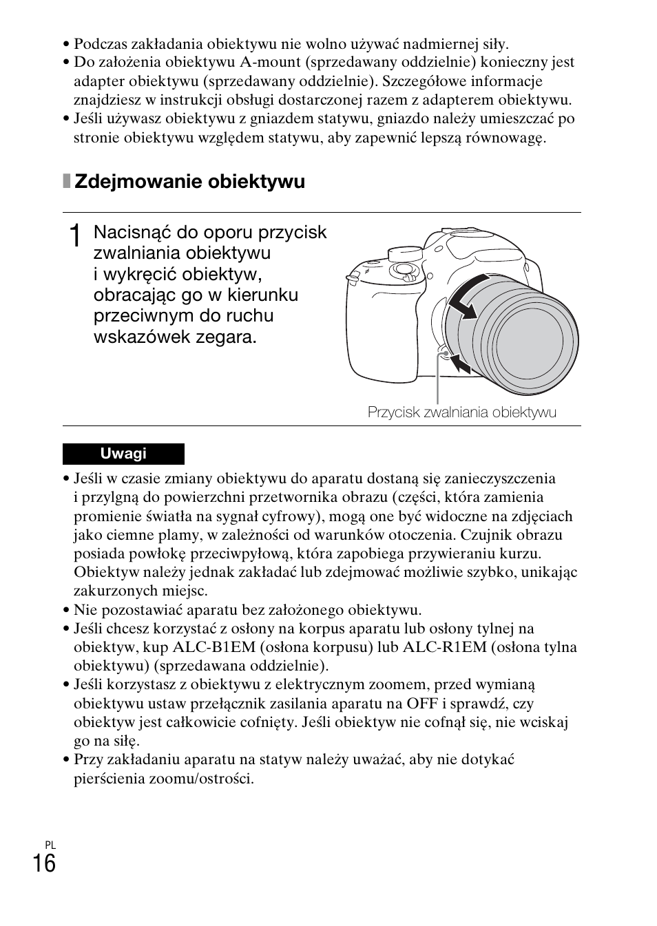 Xzdejmowanie obiektywu | Sony ILCE-3000 User Manual | Page 412 / 579