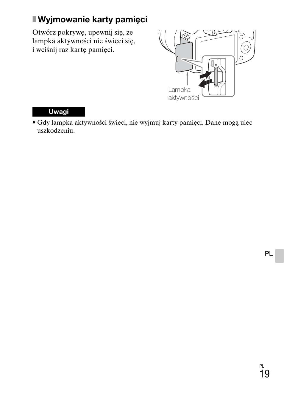 Xwyjmowanie karty pamięci | Sony ILCE-3000 User Manual | Page 415 / 579