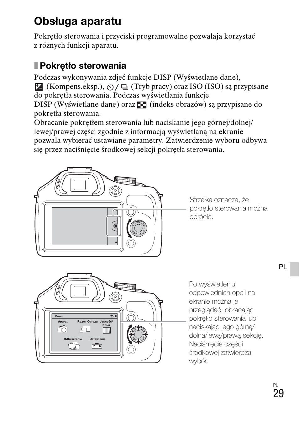 Obsługa aparatu, Xpokrętło sterowania | Sony ILCE-3000 User Manual | Page 425 / 579