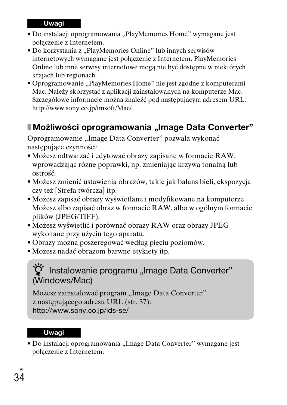 Xmożliwości oprogramowania „image data converter | Sony ILCE-3000 User Manual | Page 430 / 579