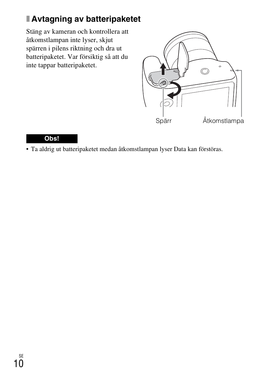 Xavtagning av batteripaketet | Sony ILCE-3000 User Manual | Page 462 / 579