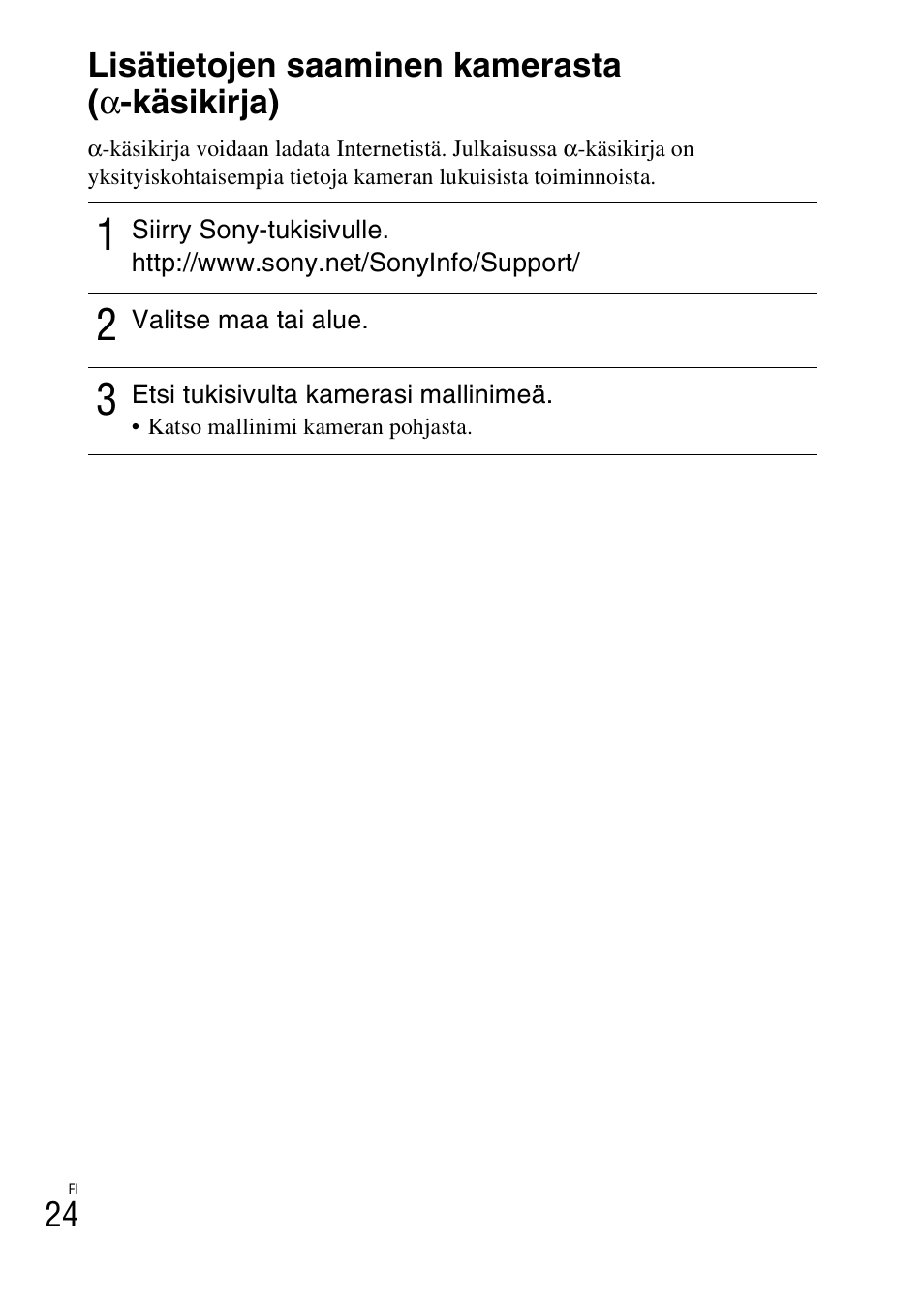 Muut, Lisätietojen saaminen kamerasta (a-käsikirja) | Sony ILCE-3000 User Manual | Page 508 / 579