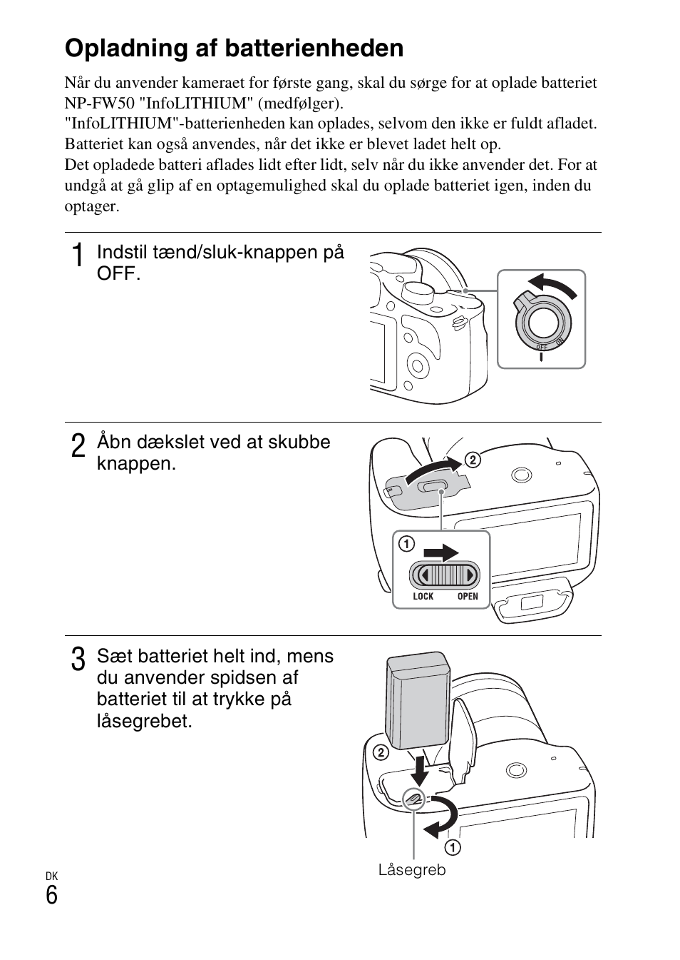 Opladning af batterienheden | Sony ILCE-3000 User Manual | Page 550 / 579