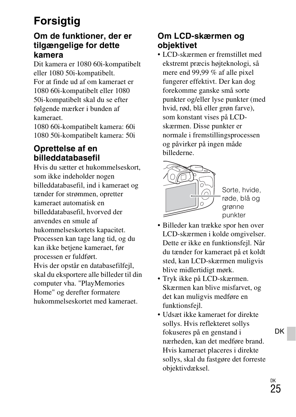 Forsigtig | Sony ILCE-3000 User Manual | Page 569 / 579