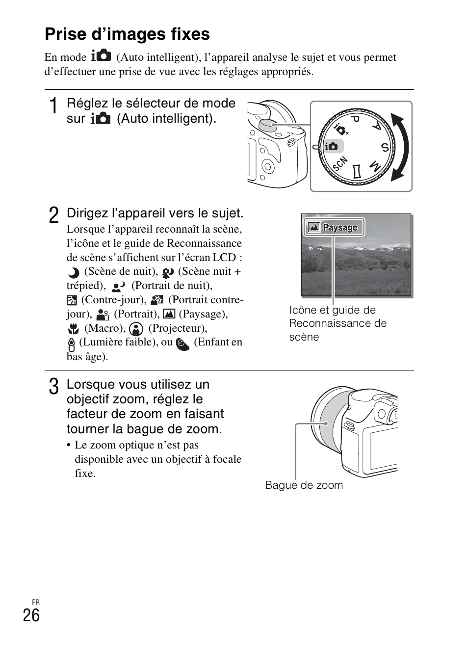 Maîtrise des fonctions de base, Prise d’images fixes | Sony ILCE-3000 User Manual | Page 80 / 579