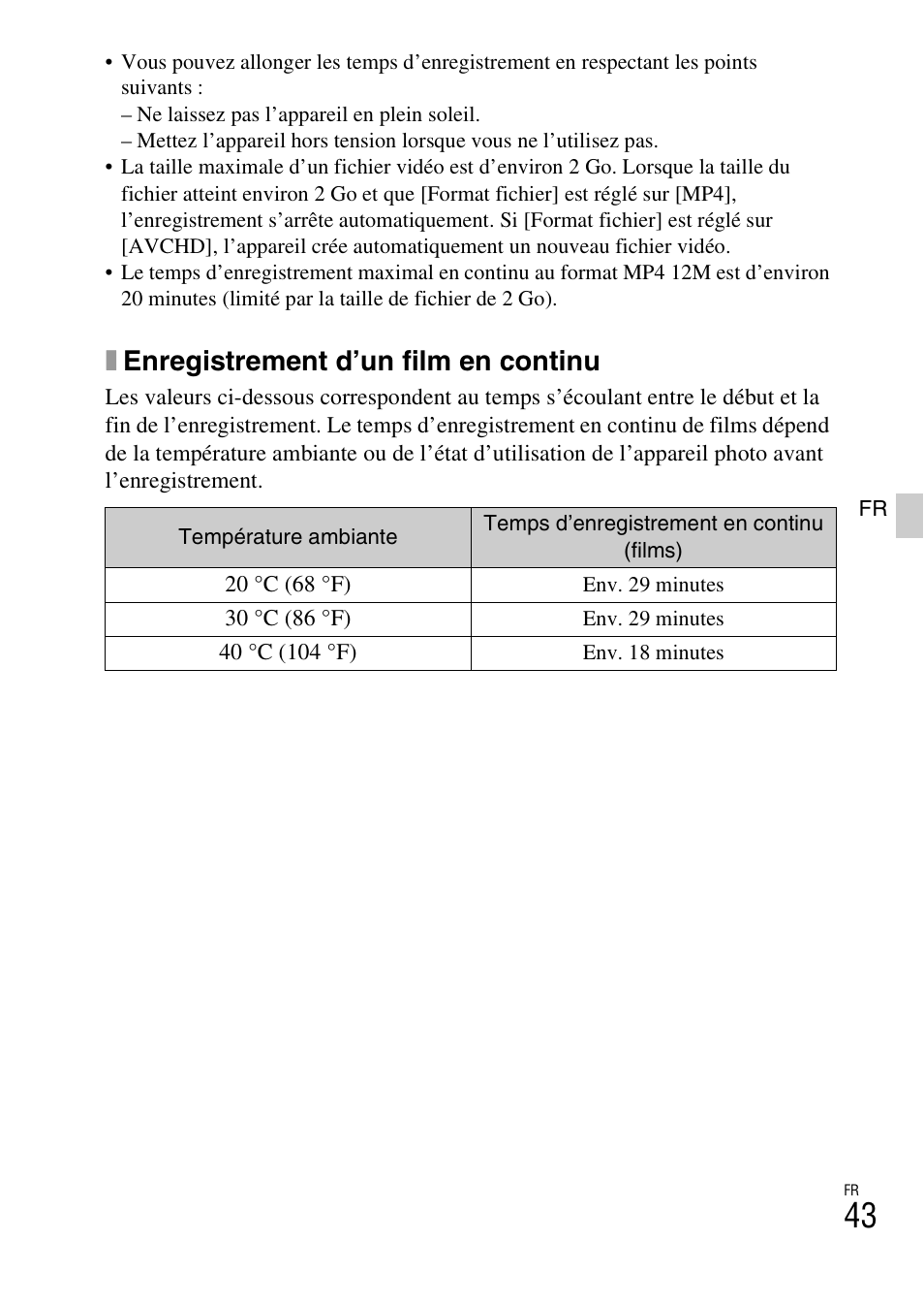 Xenregistrement d’un film en continu | Sony ILCE-3000 User Manual | Page 97 / 579