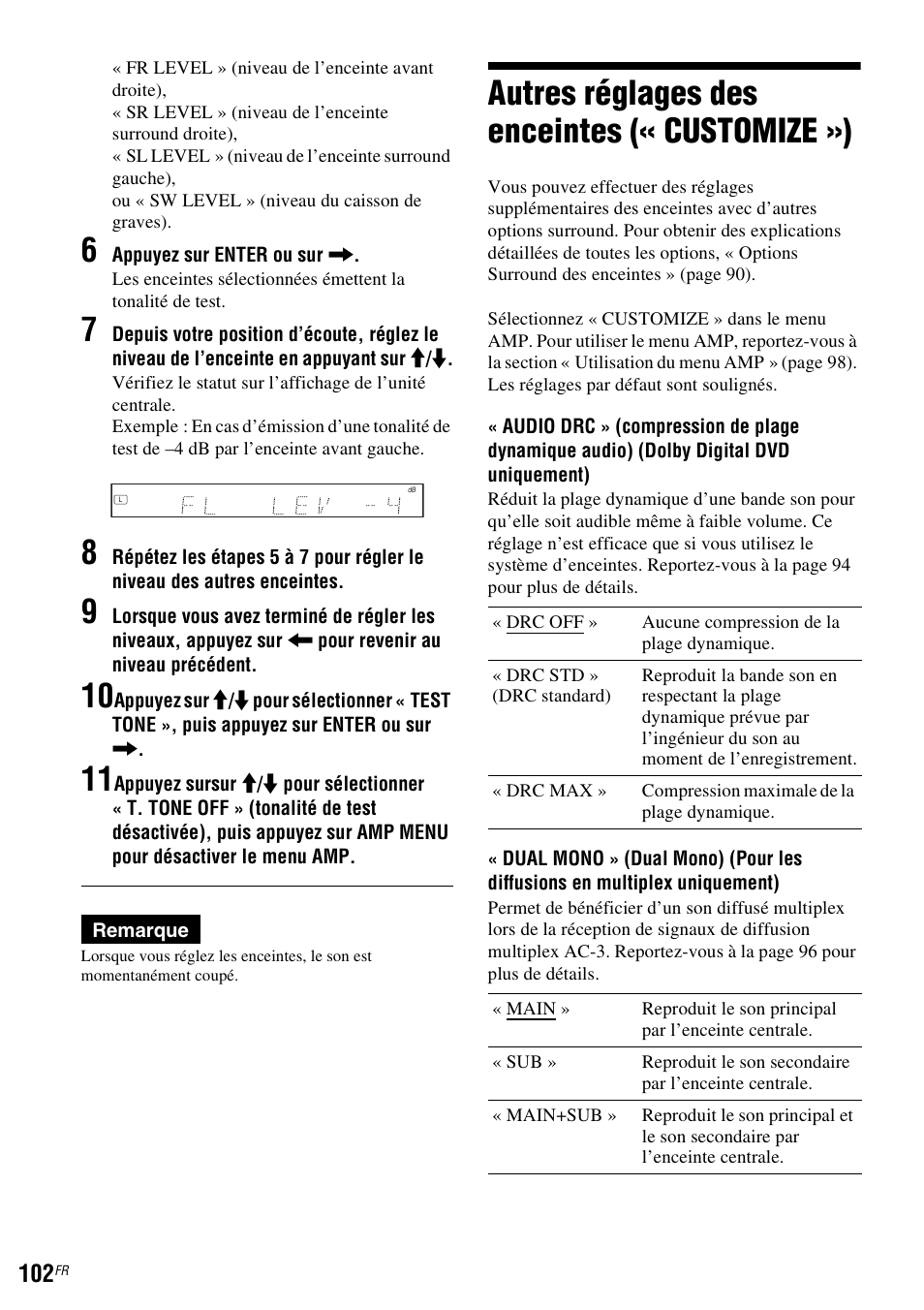 Autres réglages des enceintes («customize»), Autres réglages des enceintes (« customize ») | Sony DAR-RD100 User Manual | Page 102 / 520