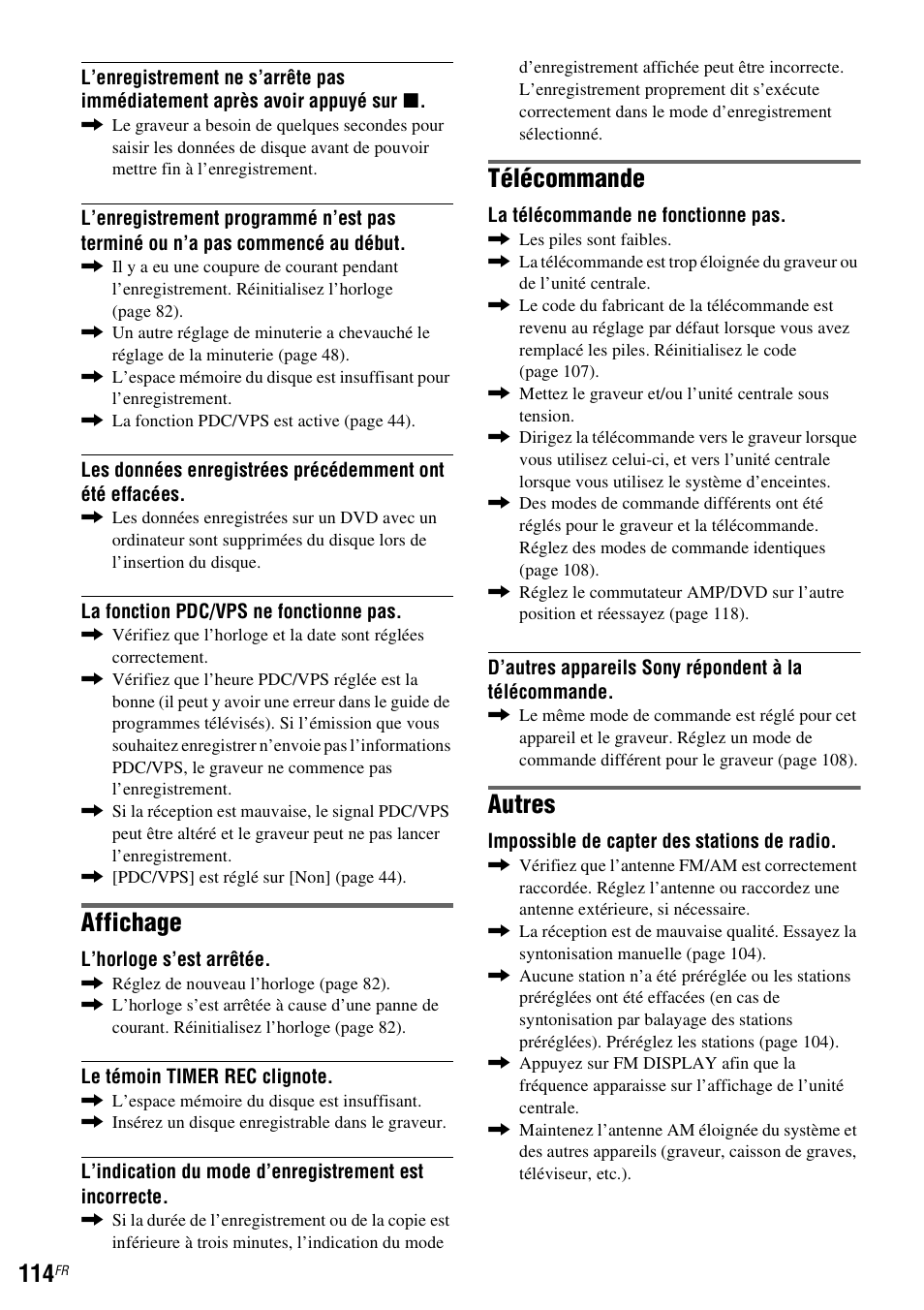 Affichage, Télécommande, Autres | Sony DAR-RD100 User Manual | Page 114 / 520