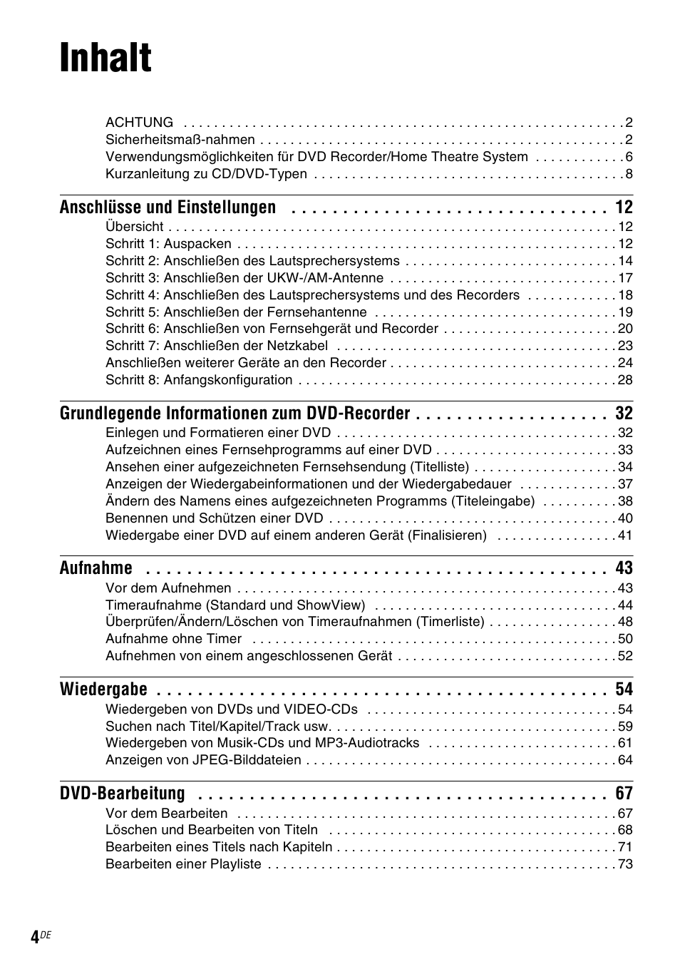 Inhalt | Sony DAR-RD100 User Manual | Page 134 / 520
