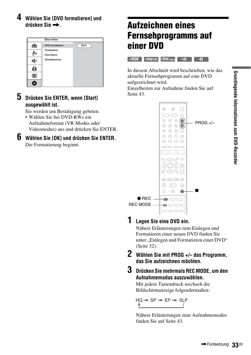 Aufzeichnen eines fernsehprogramms auf einer dvd | Sony DAR-RD100 User Manual | Page 163 / 520