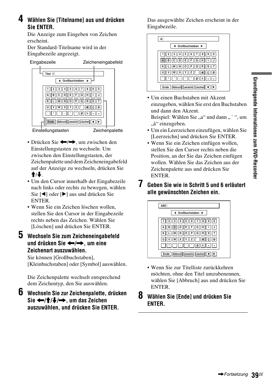 Wählen sie [titelname] aus und drücken sie enter, Wählen sie [ende] und drücken sie enter | Sony DAR-RD100 User Manual | Page 169 / 520