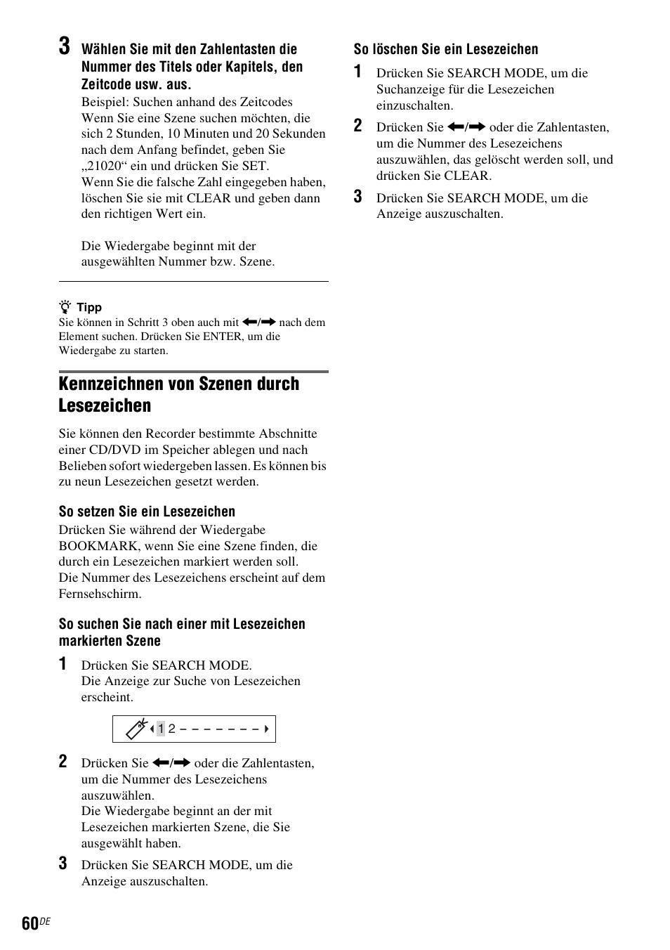 Kennzeichnen von szenen durch lesezeichen | Sony DAR-RD100 User Manual | Page 190 / 520