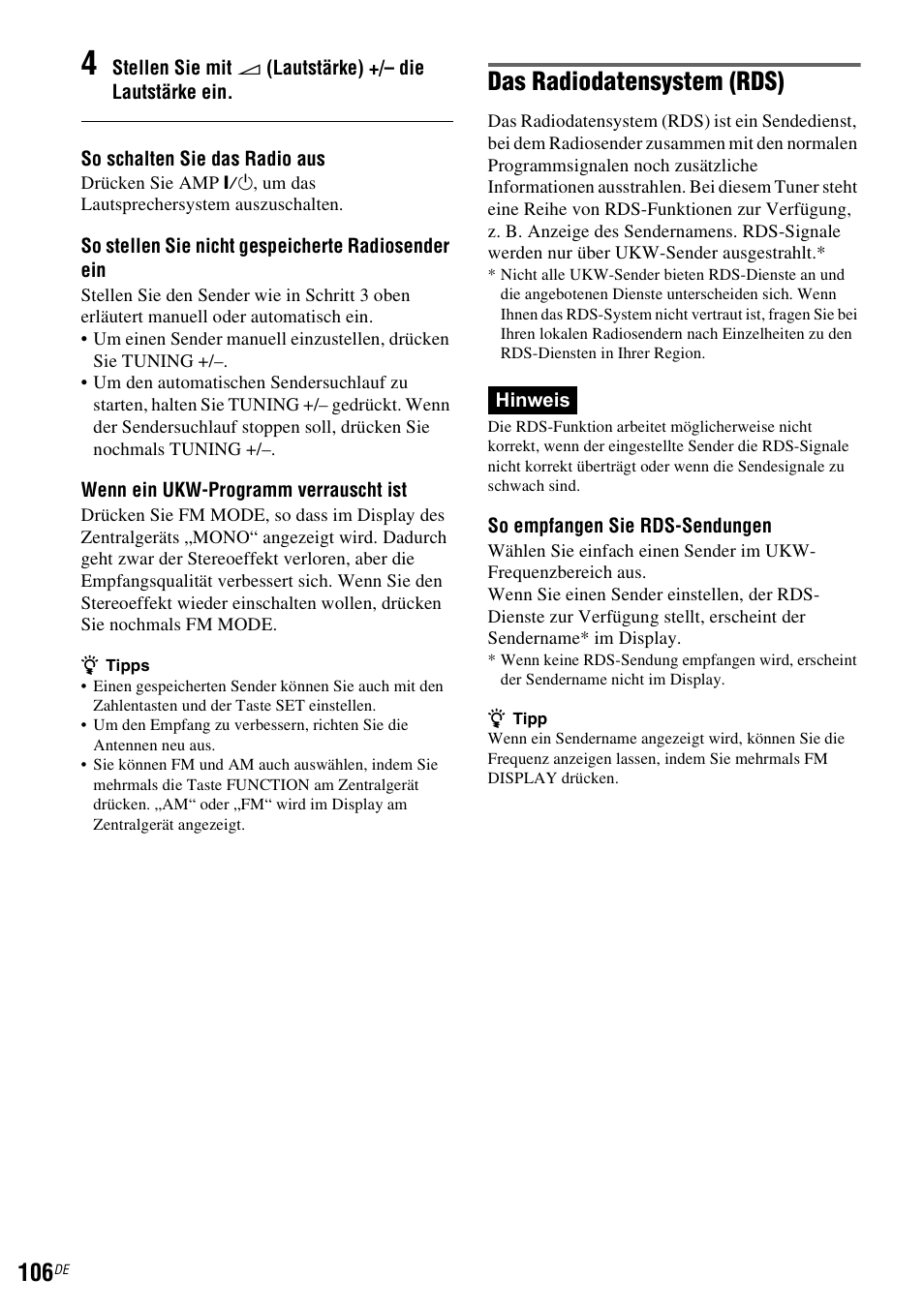 Das radiodatensystem (rds) | Sony DAR-RD100 User Manual | Page 236 / 520