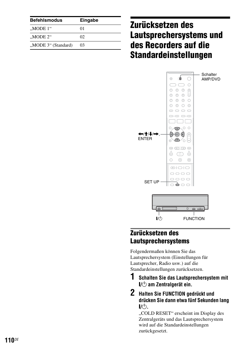 Standardeinstellungen, Zurücksetzen des lautsprechersystems | Sony DAR-RD100 User Manual | Page 240 / 520