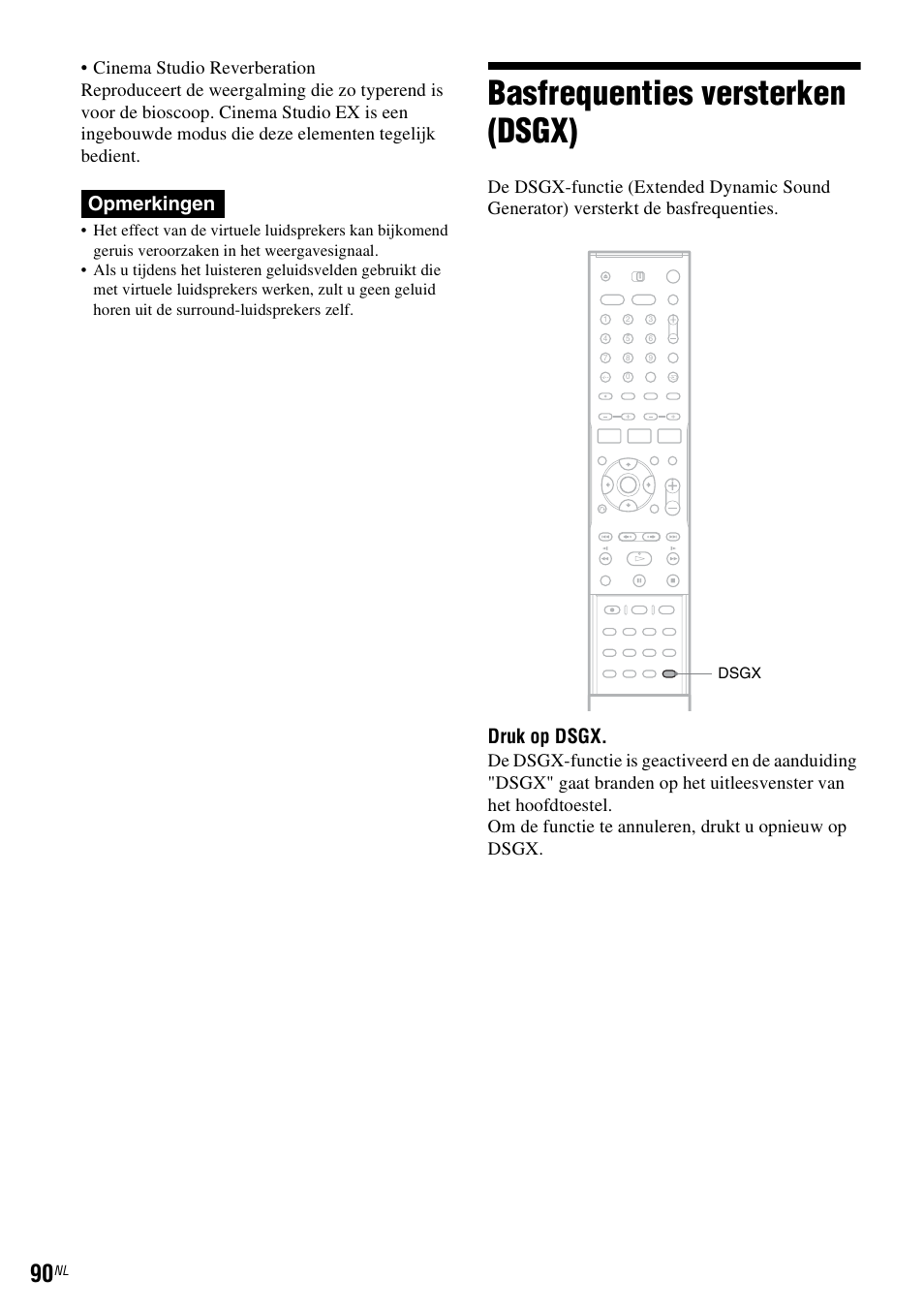 Basfrequenties versterken (dsgx), Opmerkingen, Druk op dsgx | Sony DAR-RD100 User Manual | Page 354 / 520