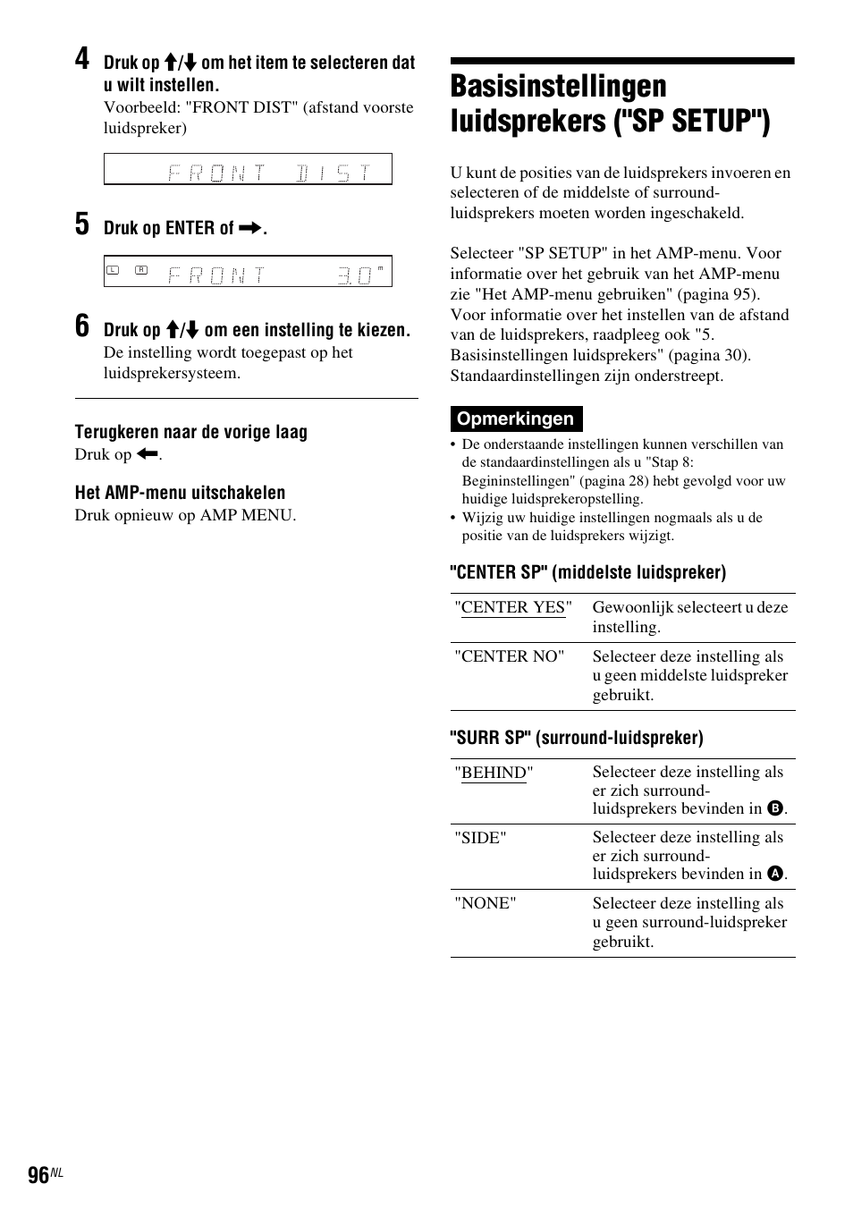 Basisinstellingen luidsprekers ("sp setup") | Sony DAR-RD100 User Manual | Page 360 / 520