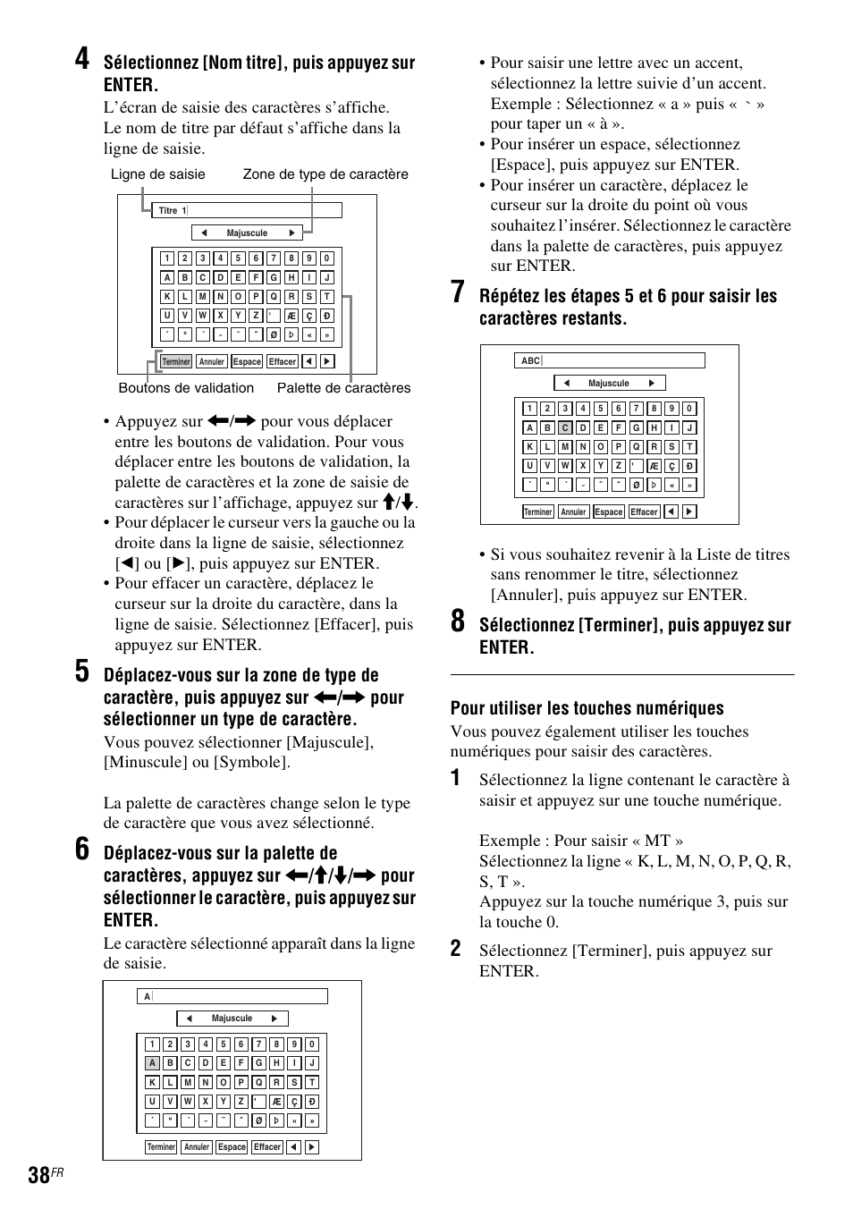 Sélectionnez [nom titre], puis appuyez sur enter, Sélectionnez [terminer], puis appuyez sur enter | Sony DAR-RD100 User Manual | Page 38 / 520