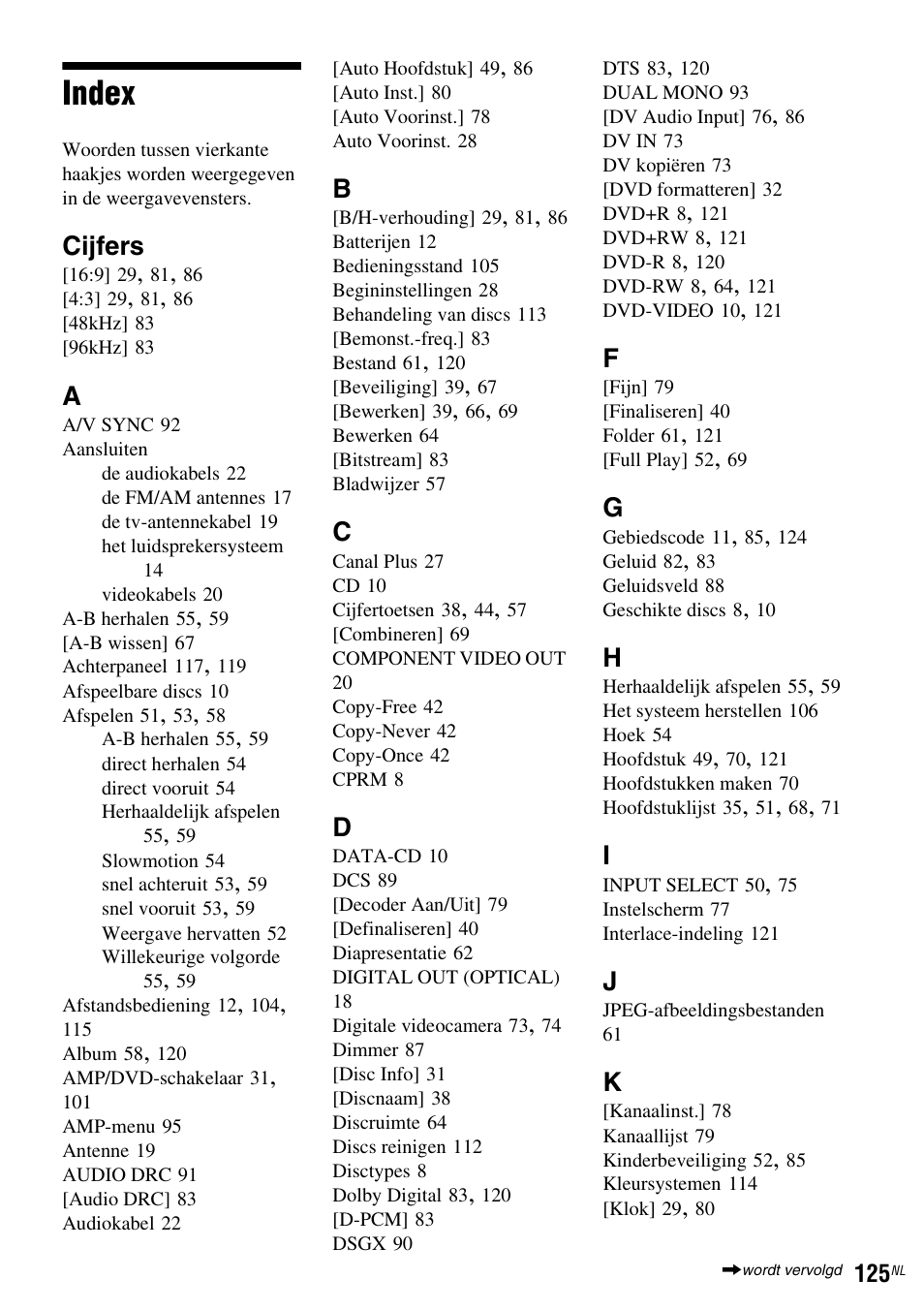 Index, Cijfers | Sony DAR-RD100 User Manual | Page 389 / 520