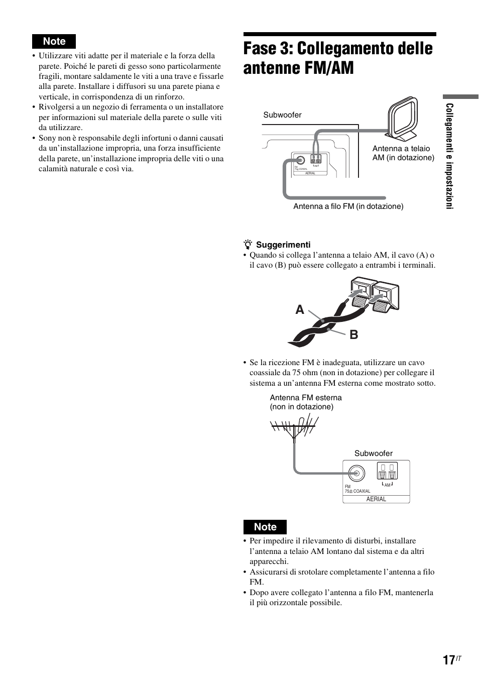Fase 3: collegamento delle antenne fm/am | Sony DAR-RD100 User Manual | Page 409 / 520