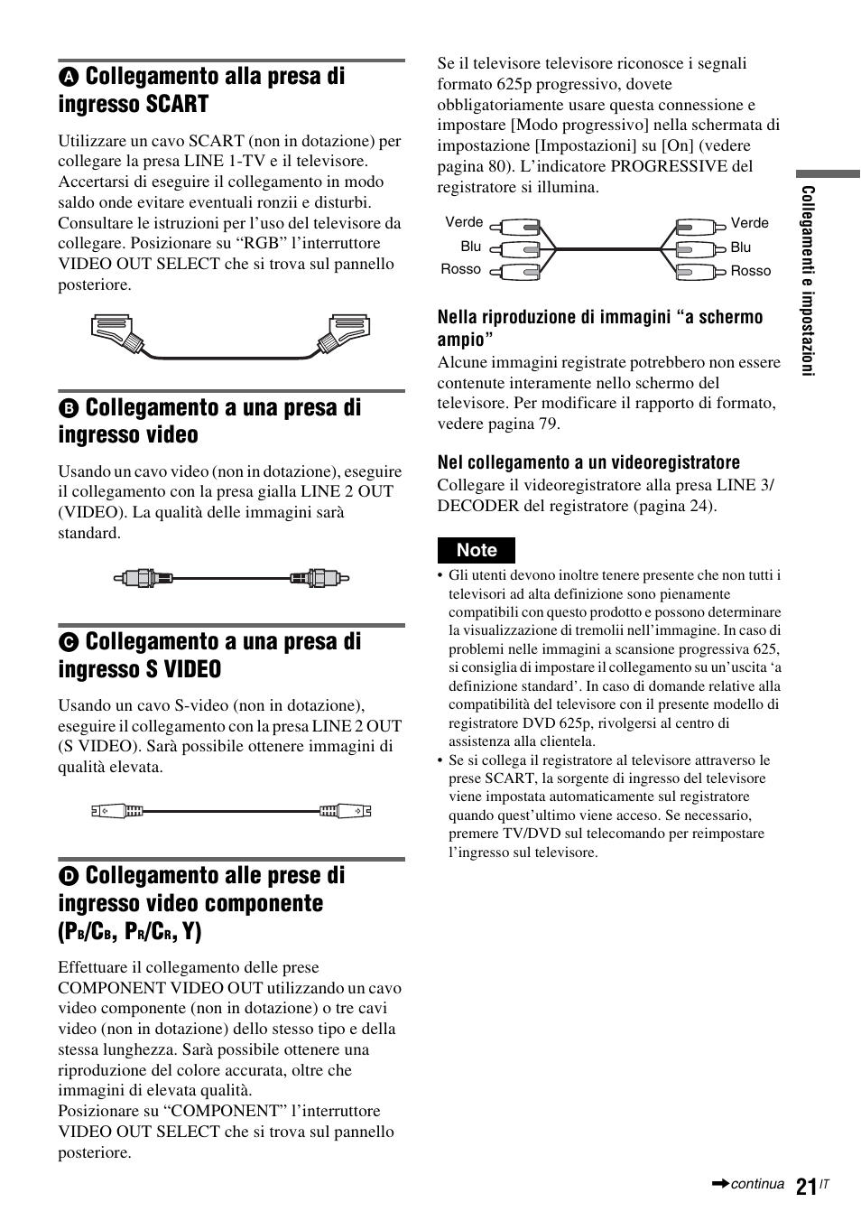 Collegamento alla presa di ingresso scart, Collegamento a una presa di ingresso video, Collegamento a una presa di ingresso s video | Sony DAR-RD100 User Manual | Page 413 / 520