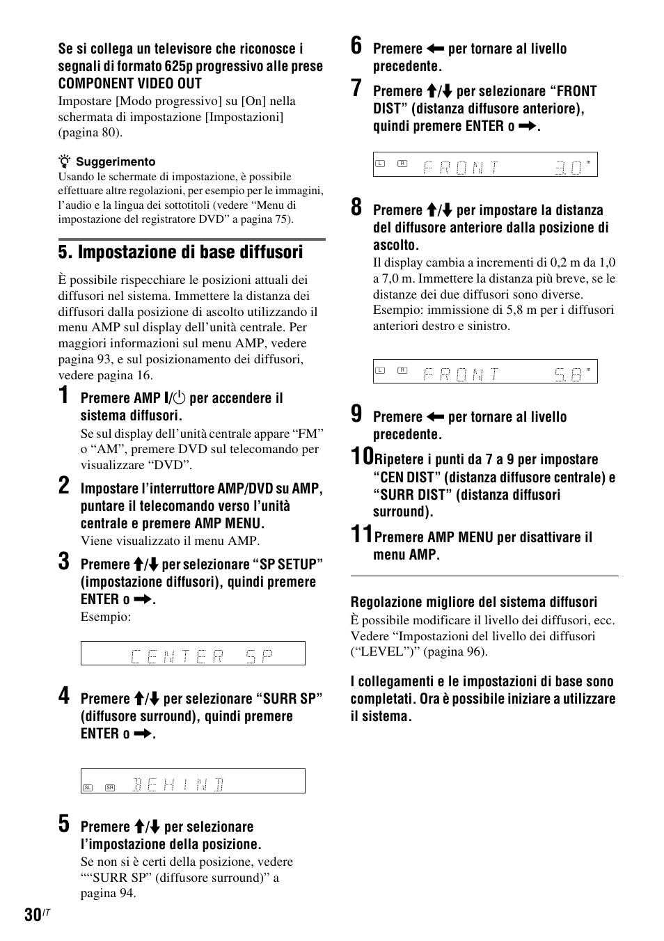 A “5. impostazione di base diffusori, Impostazione di base diffusori | Sony DAR-RD100 User Manual | Page 422 / 520