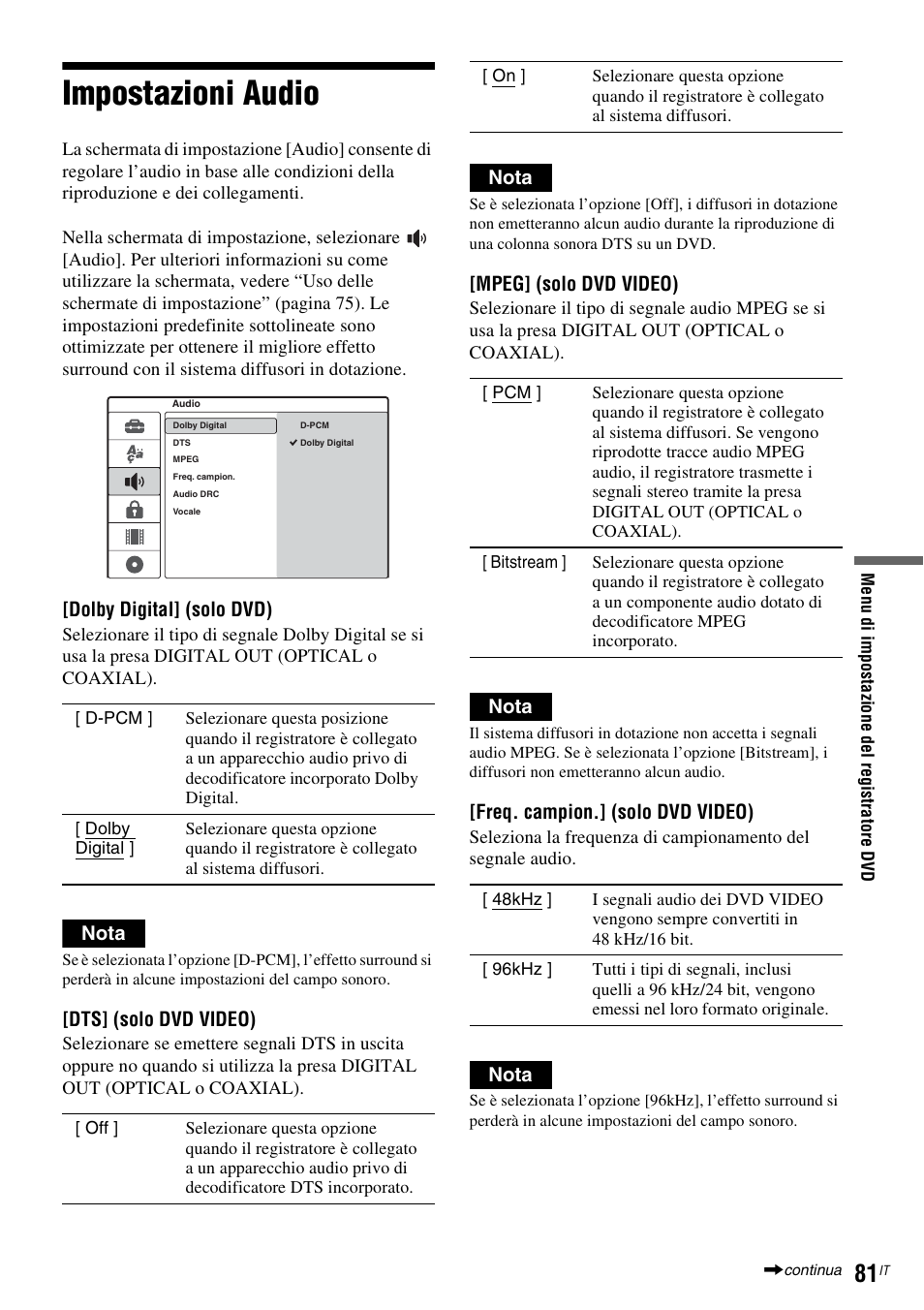 Impostazioni audio | Sony DAR-RD100 User Manual | Page 473 / 520