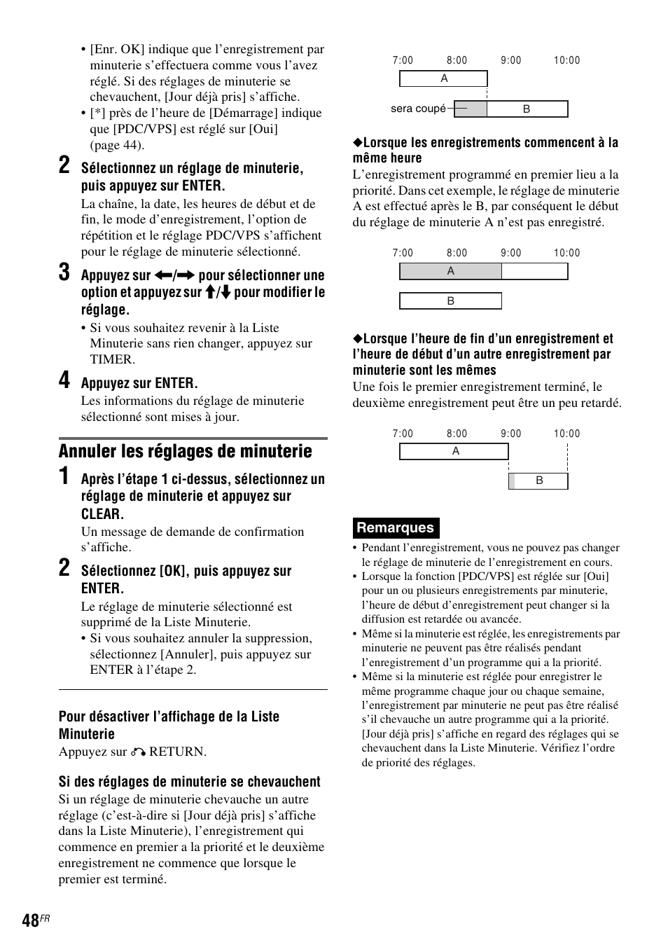 Si des réglages de minuterie se chevauchent, Annuler les réglages de minuterie | Sony DAR-RD100 User Manual | Page 48 / 520