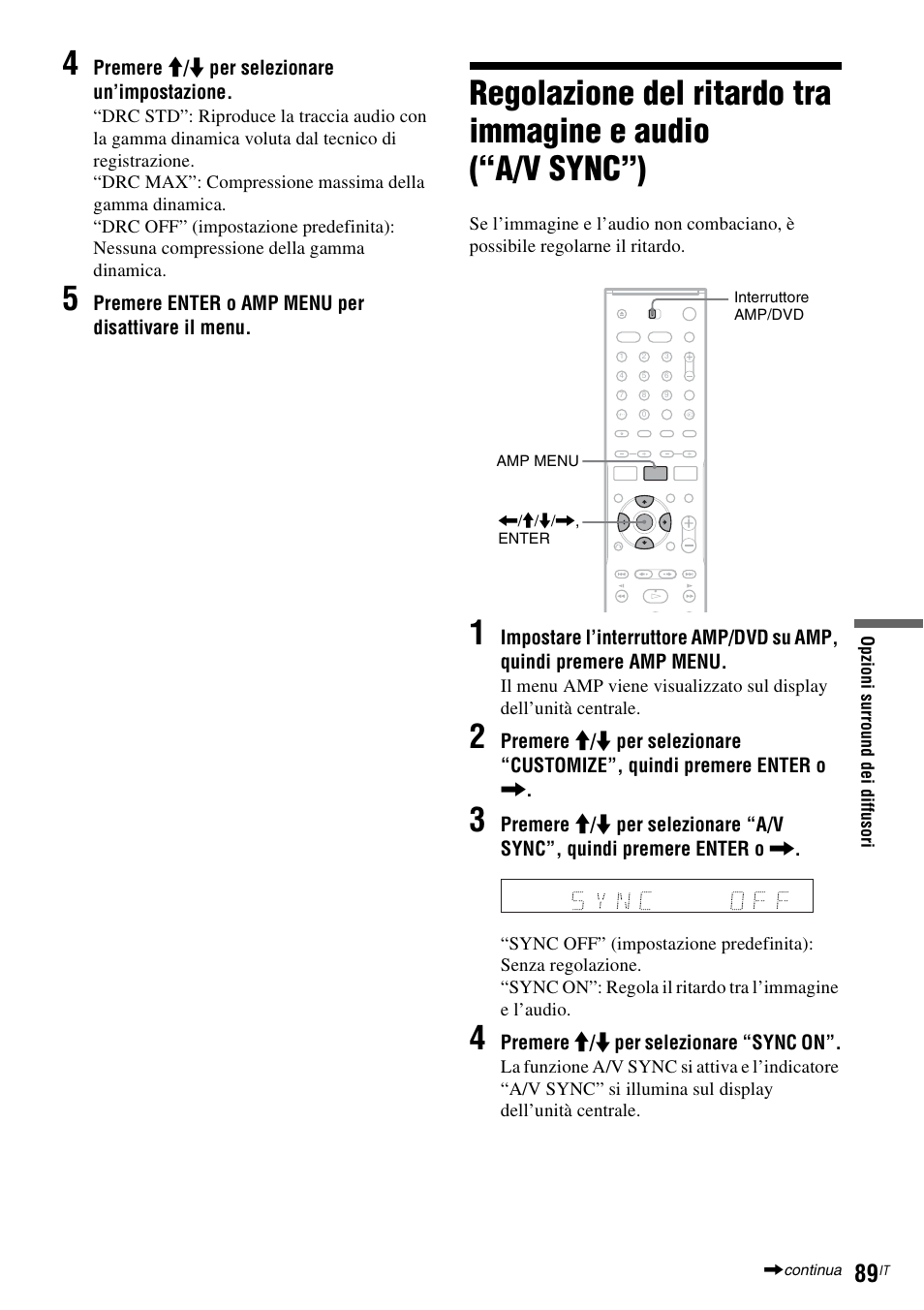 Regolazione del ritardo tra immagine e audio, A/v sync”) | Sony DAR-RD100 User Manual | Page 481 / 520