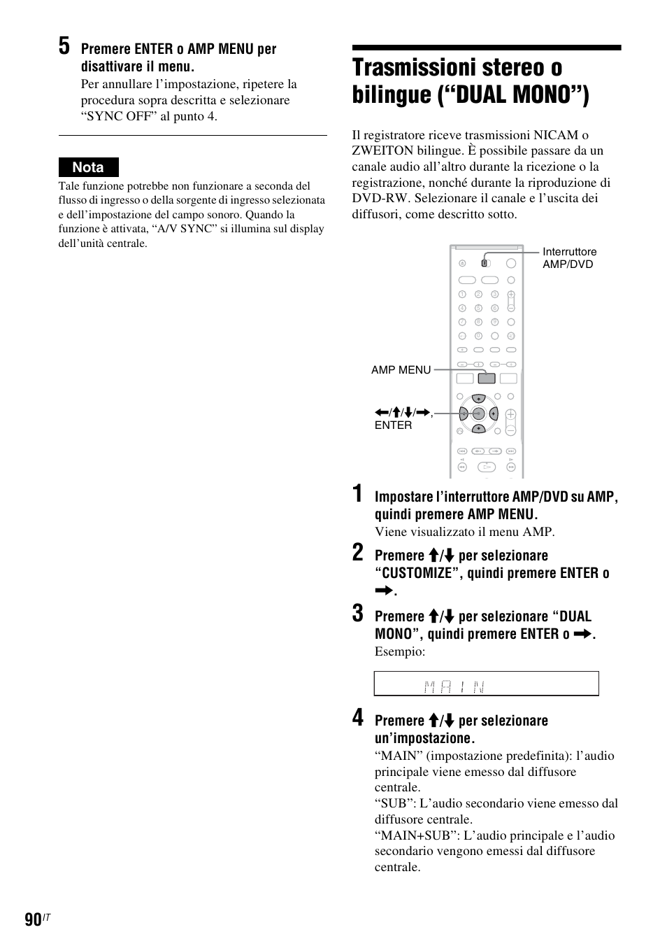 Trasmissioni stereo o bilingue (“dual mono”) | Sony DAR-RD100 User Manual | Page 482 / 520