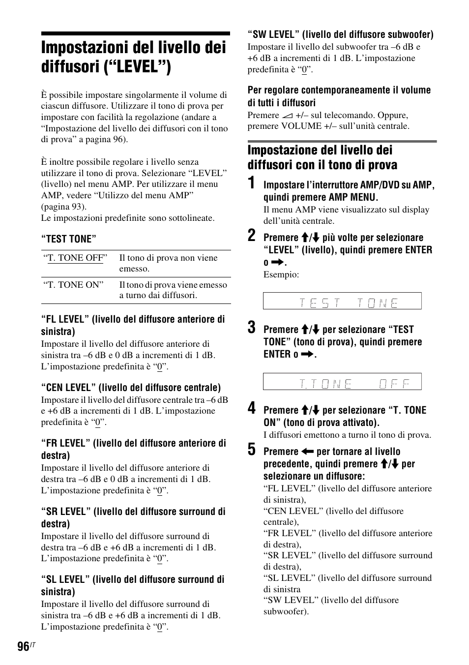 Impostazioni del livello dei diffusori (“level”) | Sony DAR-RD100 User Manual | Page 488 / 520