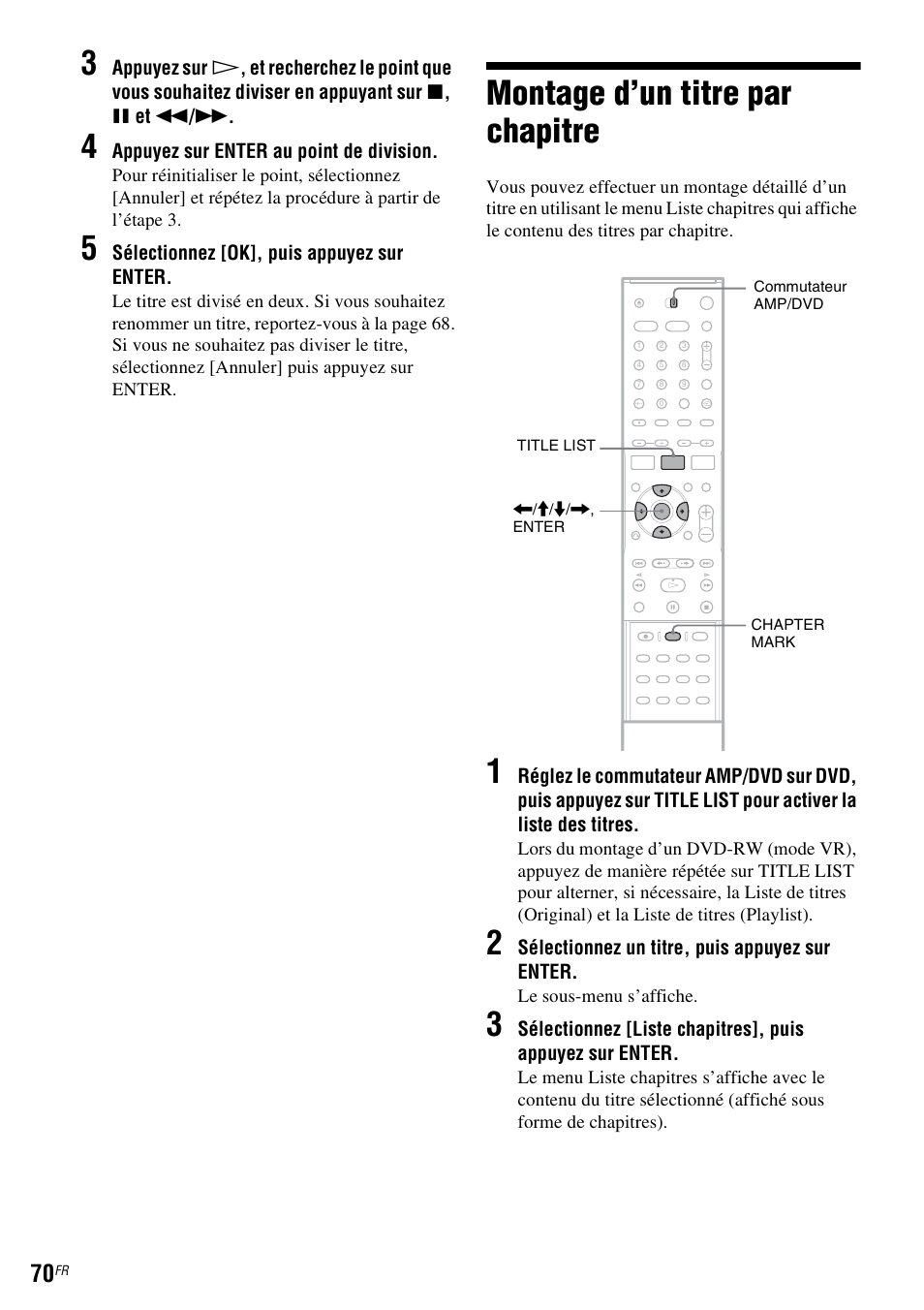 Montage d’un titre par chapitre | Sony DAR-RD100 User Manual | Page 70 / 520