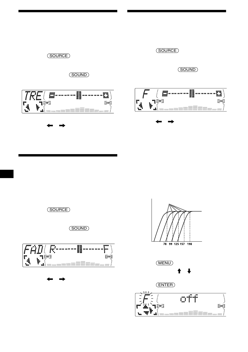 Regolazione degli acuti (solo cdx-m670, mdx-m690), Regolazione degli acuti, Solo cdx-m670, mdx-m690) | Regolazione del bilanciamento (fad), Regolazione del volume anteriore e posteriore, Solo cdx-m770) | Sony MDX-M690 User Manual | Page 152 / 206
