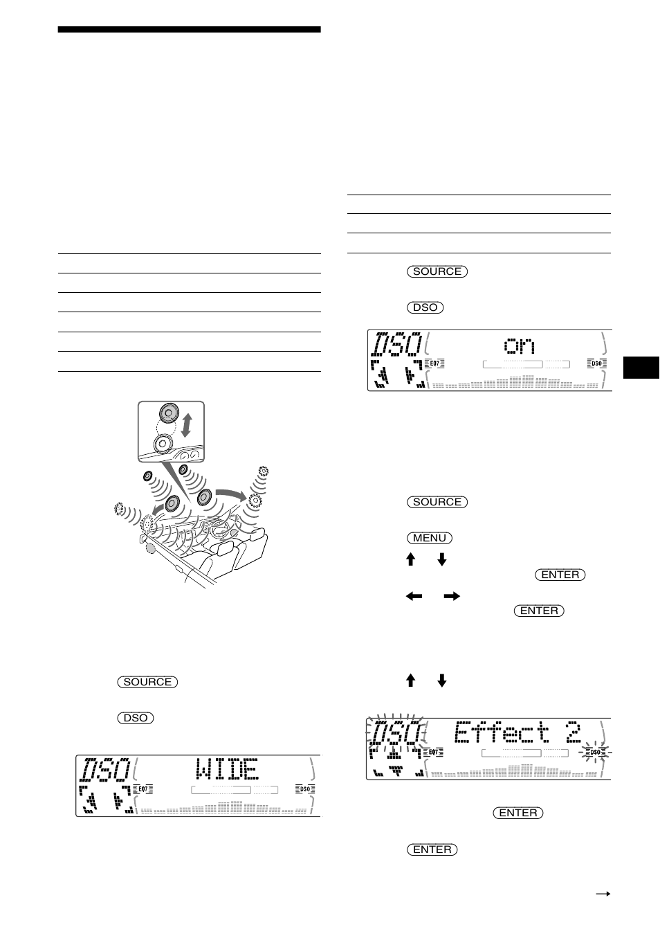 Setting the soundstage menu, Dynamic soundstage organizer (dso), 27 setting the soundstage menu | Sony MDX-M690 User Manual | Page 27 / 206