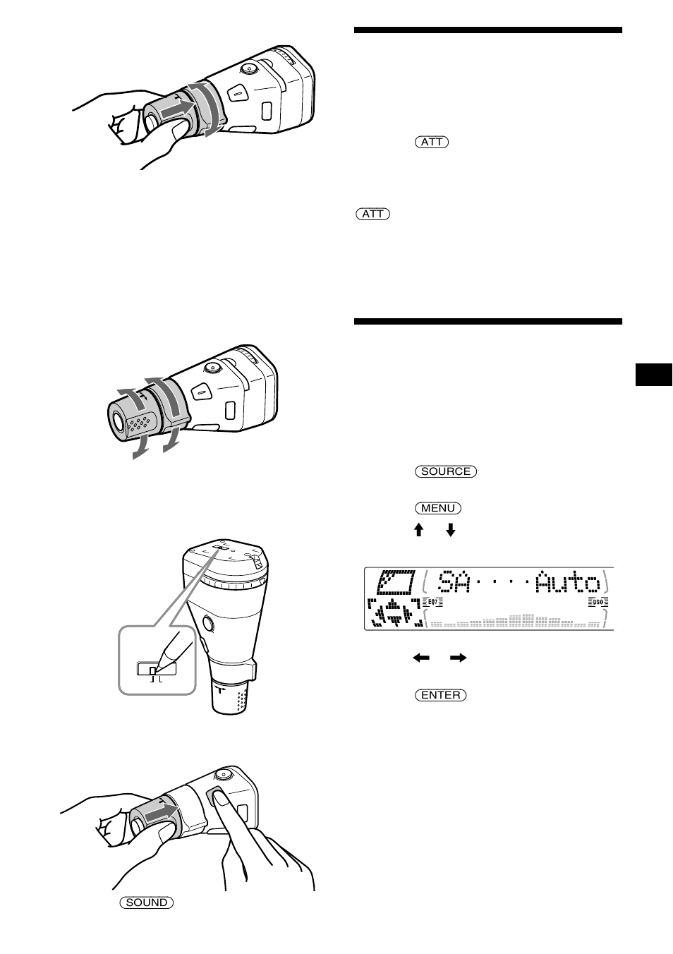 Quickly attenuating the sound, Selecting the spectrum analyzer | Sony MDX-M690 User Manual | Page 33 / 206