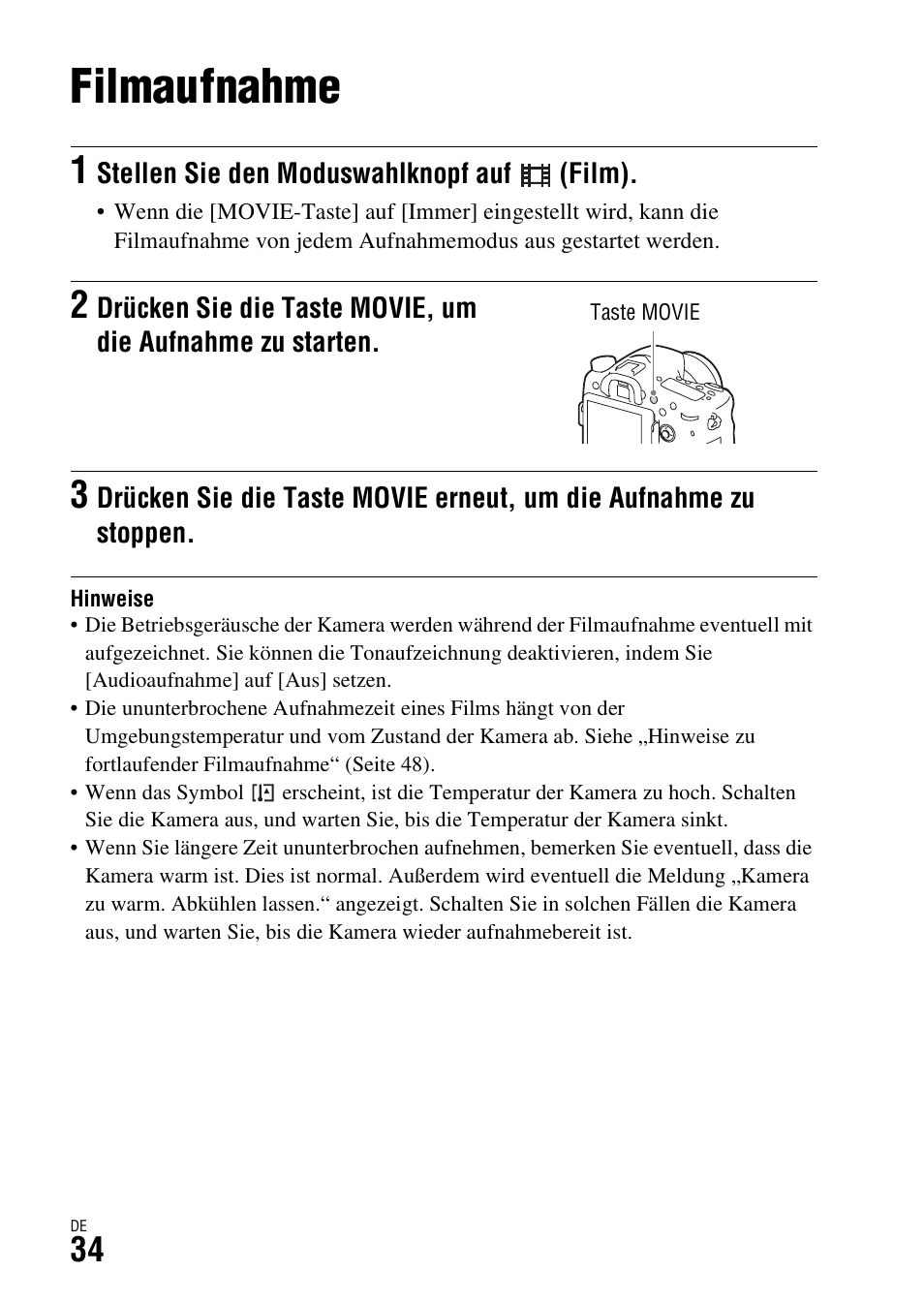 Filmaufnahme | Sony ILCA-77M2 User Manual | Page 146 / 675