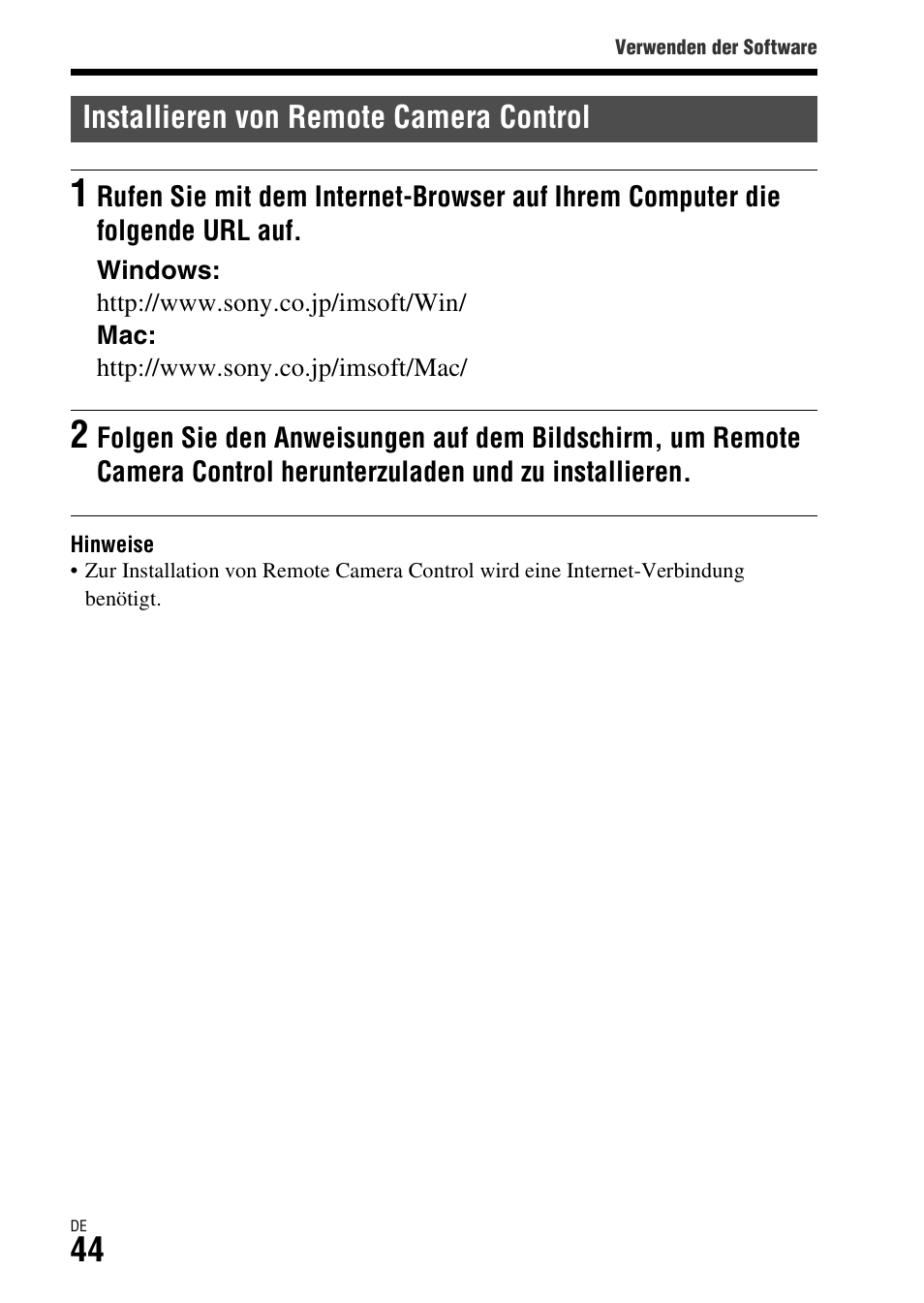 Installieren von remote camera control | Sony ILCA-77M2 User Manual | Page 156 / 675