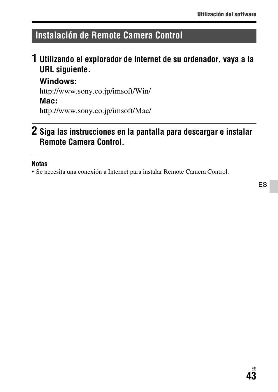 Instalación de remote camera control | Sony ILCA-77M2 User Manual | Page 209 / 675