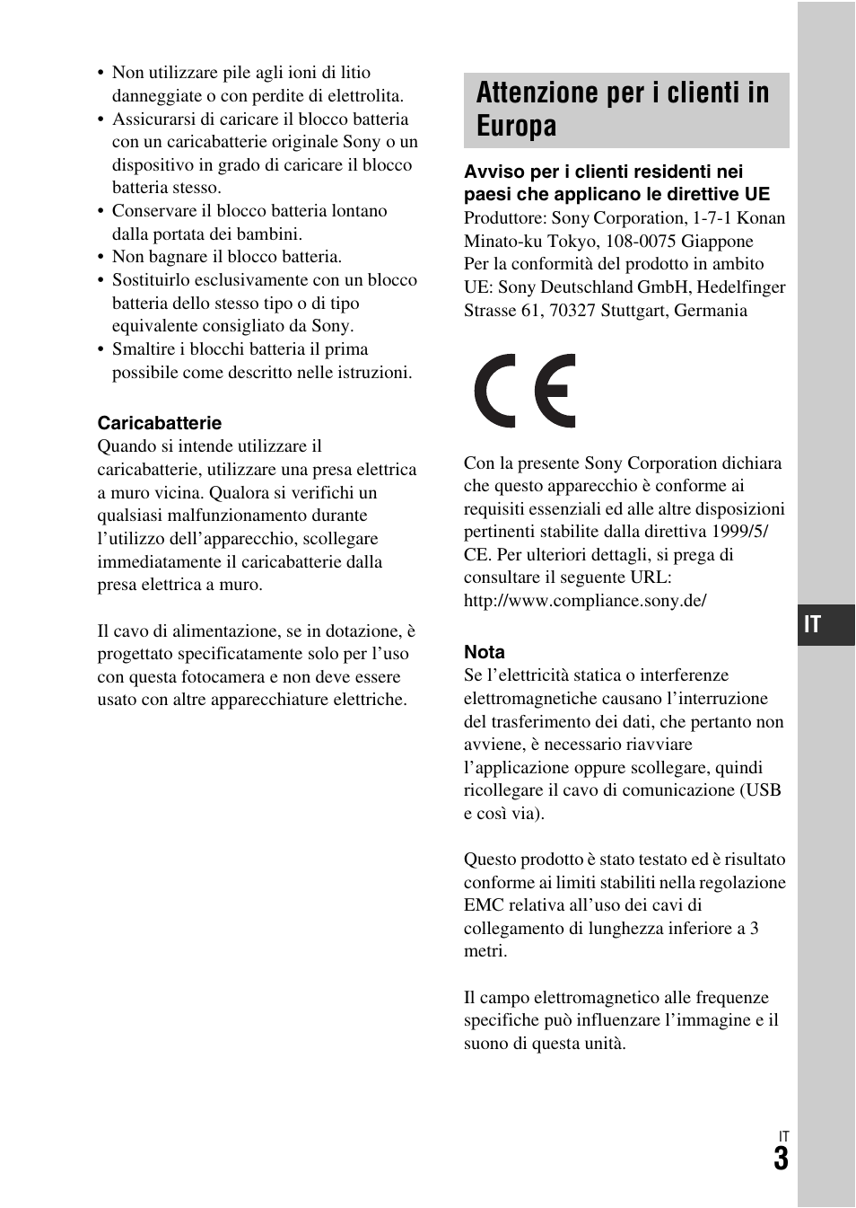 Attenzione per i clienti in europa | Sony ILCA-77M2 User Manual | Page 223 / 675