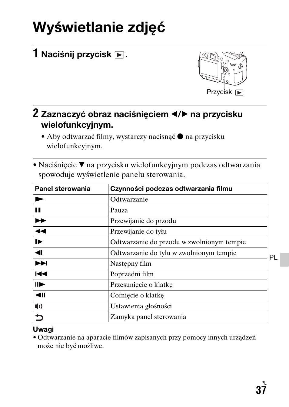 Wyświetlanie zdjęć, Naciśnij przycisk | Sony ILCA-77M2 User Manual | Page 419 / 675