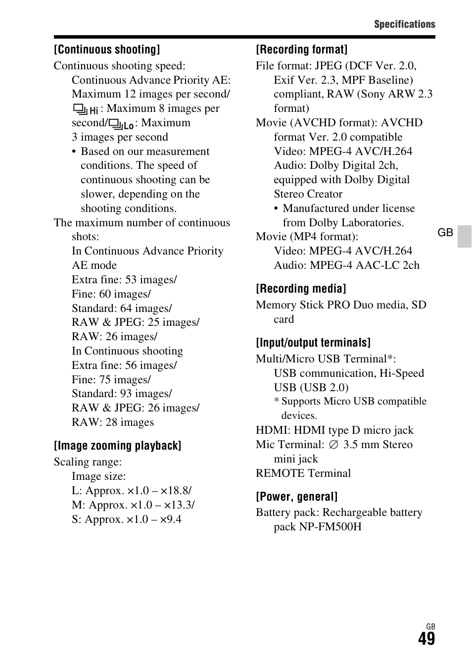 Sony ILCA-77M2 User Manual | Page 49 / 675