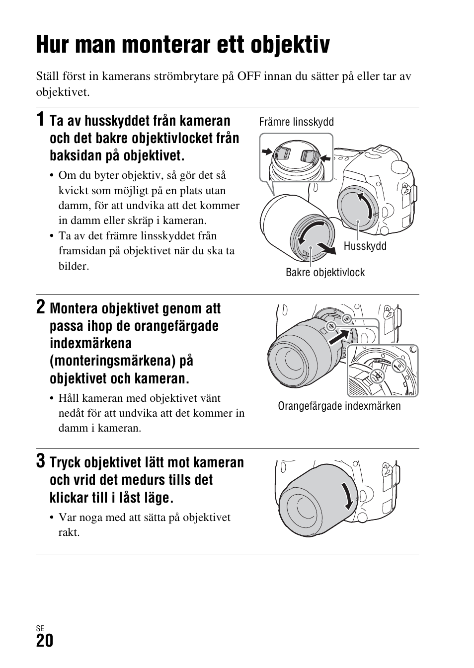 Hur man monterar ett objektiv | Sony ILCA-77M2 User Manual | Page 586 / 675
