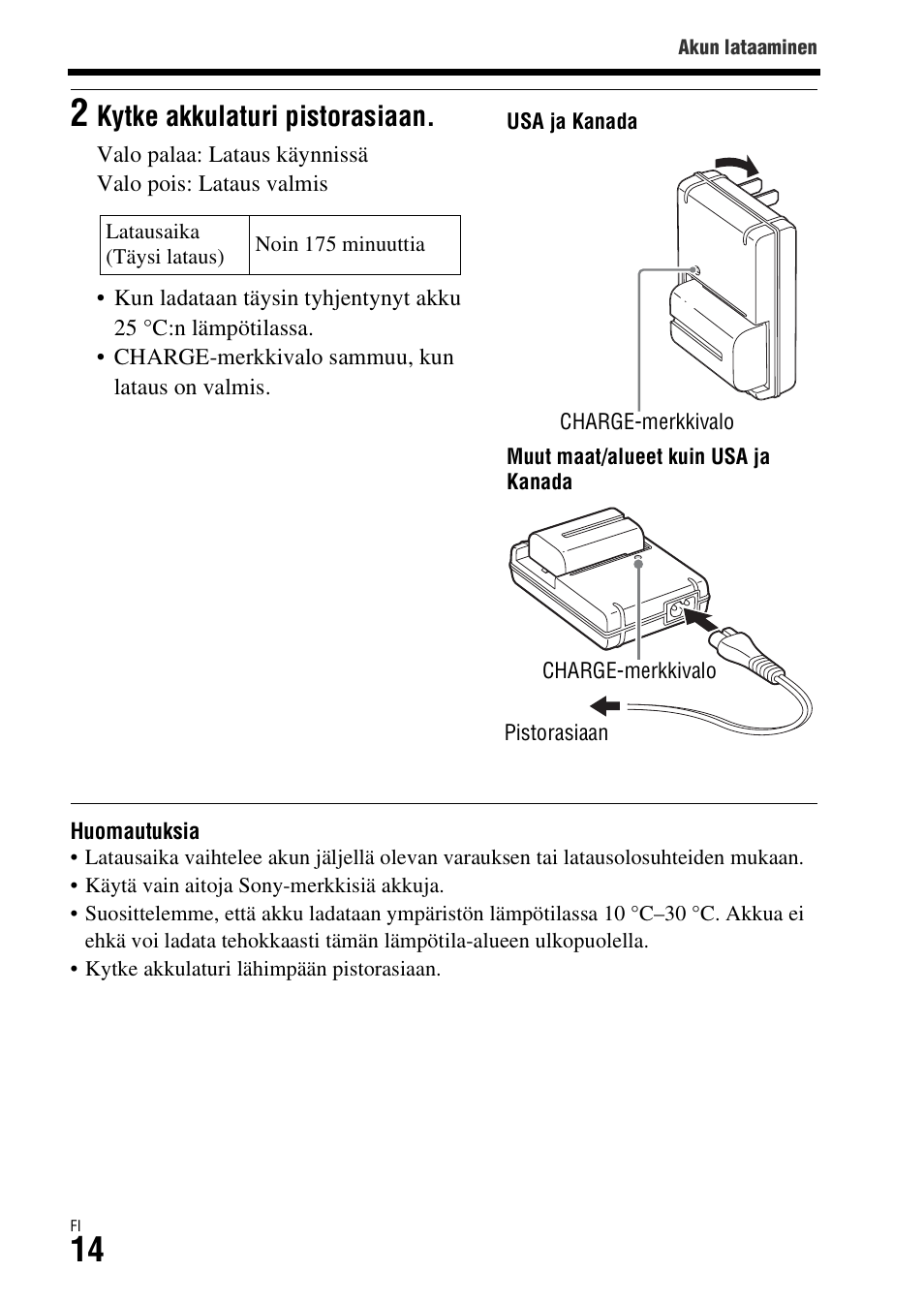 Kytke akkulaturi pistorasiaan | Sony ILCA-77M2 User Manual | Page 608 / 675