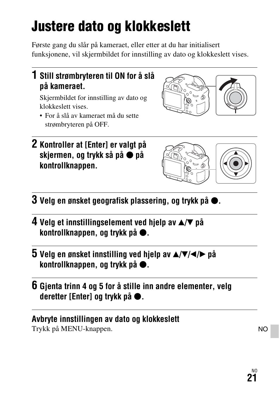 Justere dato og klokkeslett | Sony ILCA-77M2 User Manual | Page 641 / 675