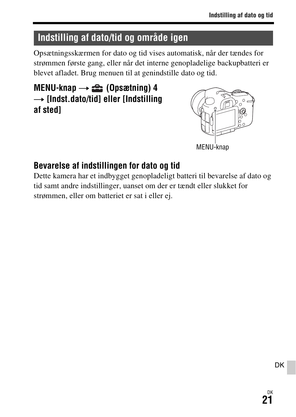 Indstilling af dato/tid og område igen | Sony ILCA-77M2 User Manual | Page 669 / 675