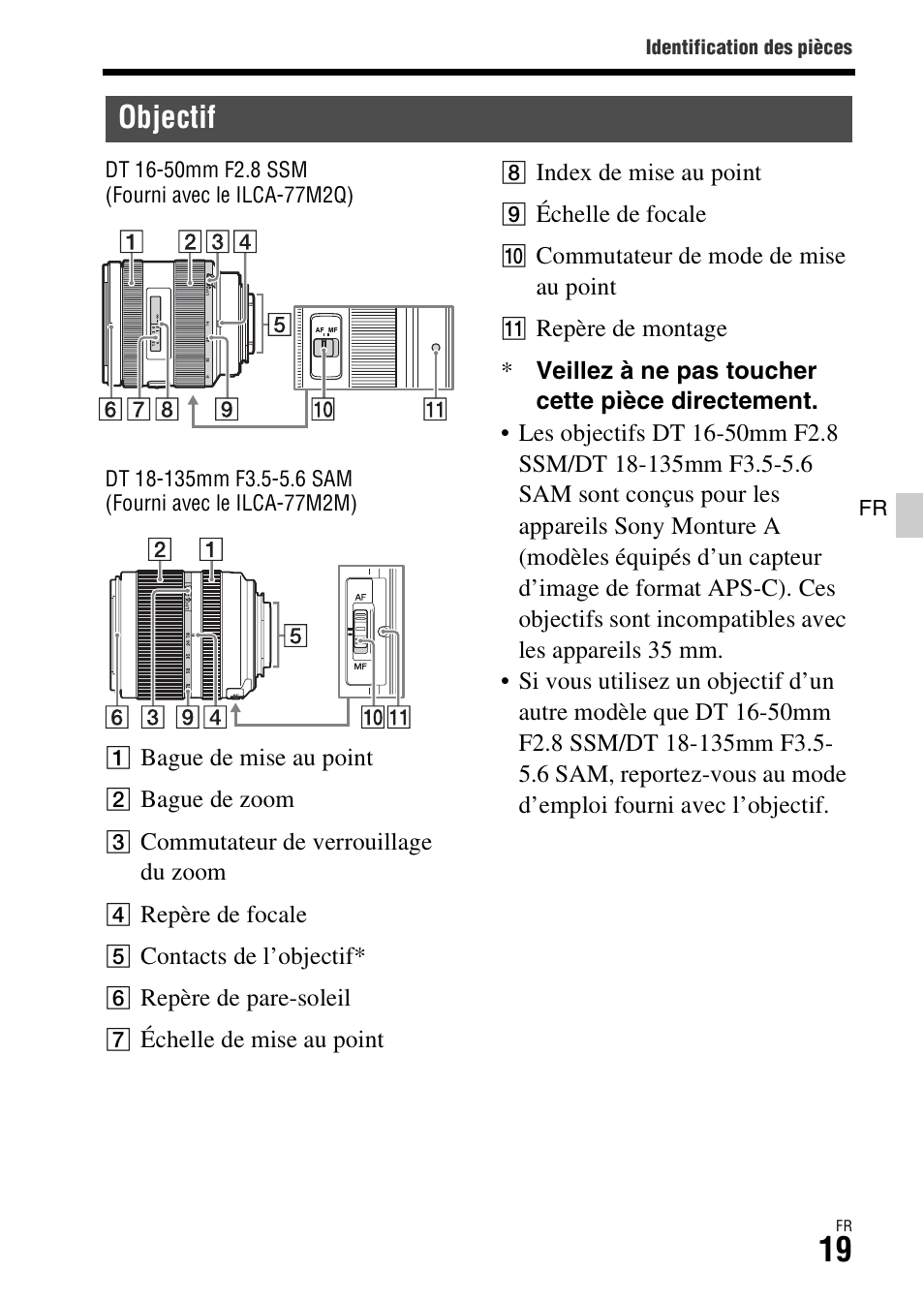 Objectif | Sony ILCA-77M2 User Manual | Page 71 / 675