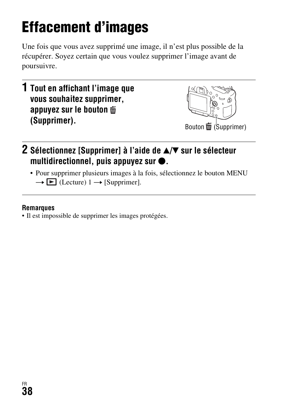 Effacement d’images | Sony ILCA-77M2 User Manual | Page 90 / 675