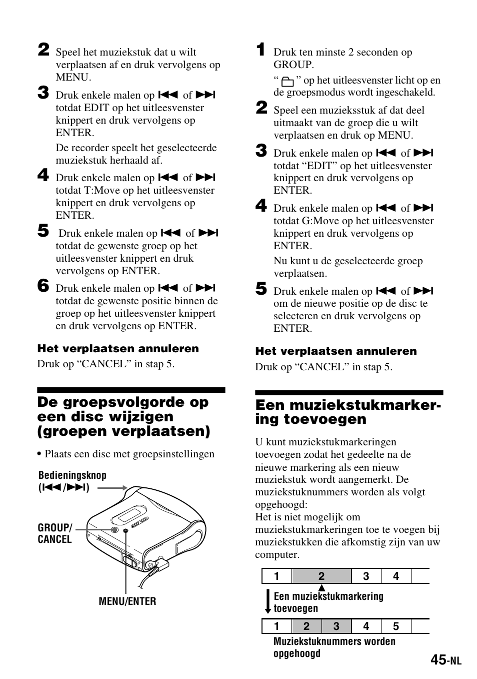 Een muziekstukmarkering toevoegen | Sony MZ-S1 User Manual | Page 119 / 220